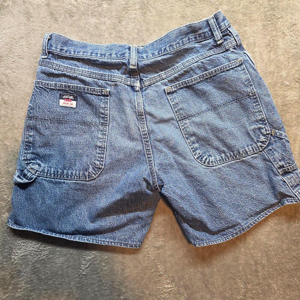 Wrangler Denim Cargo Shorts Mens 32 Blue Cotton Relaxed Fit Workwear Pockets